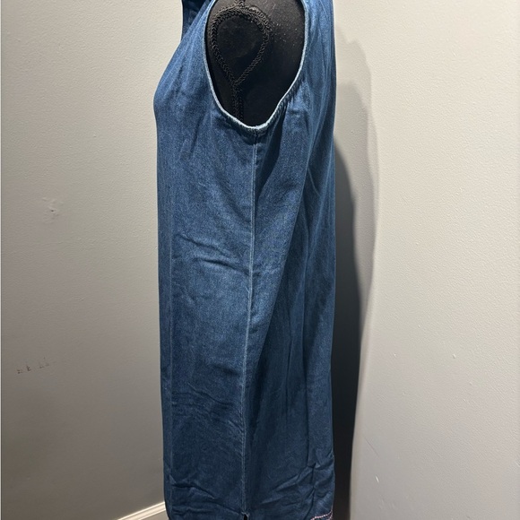 VTG Denim Blue Jean Jumper Dress Maxi Sleeveless women’s SzM Cottagecore Boho - Picture 11 of 13